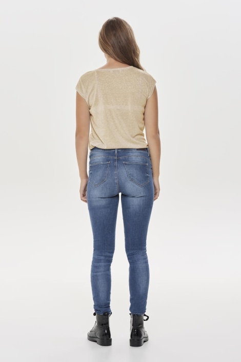 Only onlsilvery s/s v neck lurex top jrs
